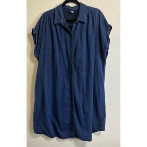 Old Navy Womens Size XXL Short Sleeve Collared Button Denim Chambray Shirt Dress